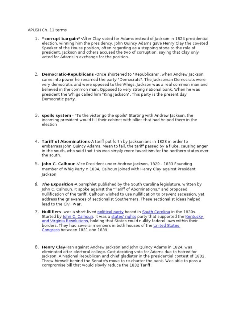 Apush chapter 13 vocab essay picture