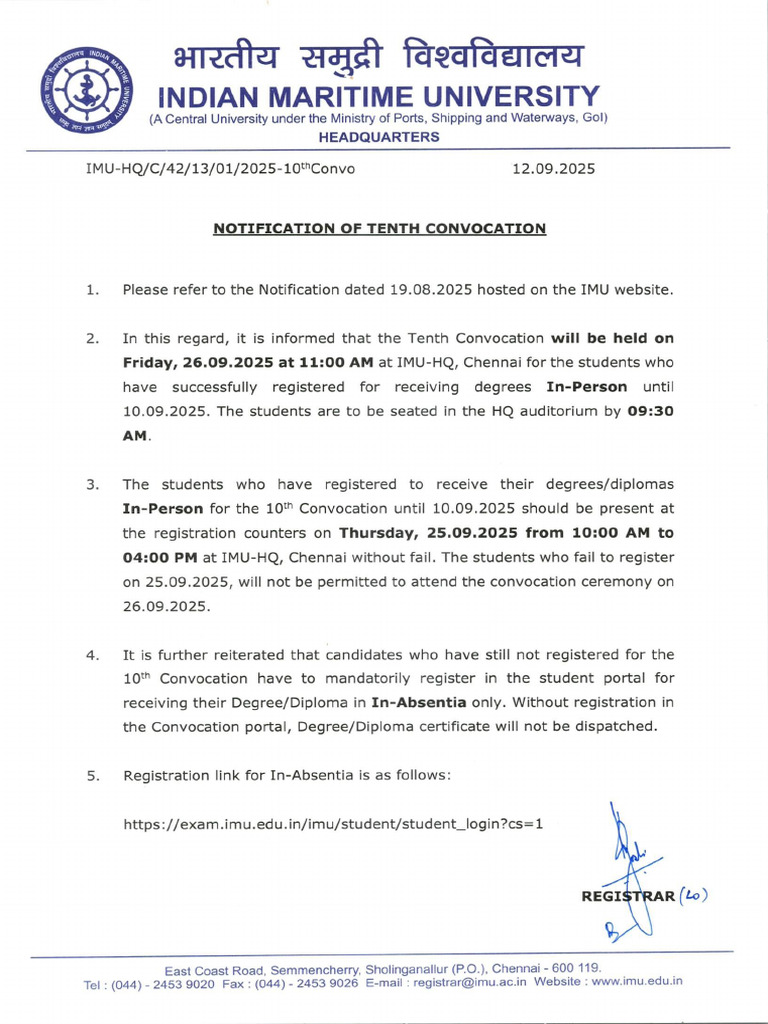 Notification 10thconvocation 12092025 | PDF