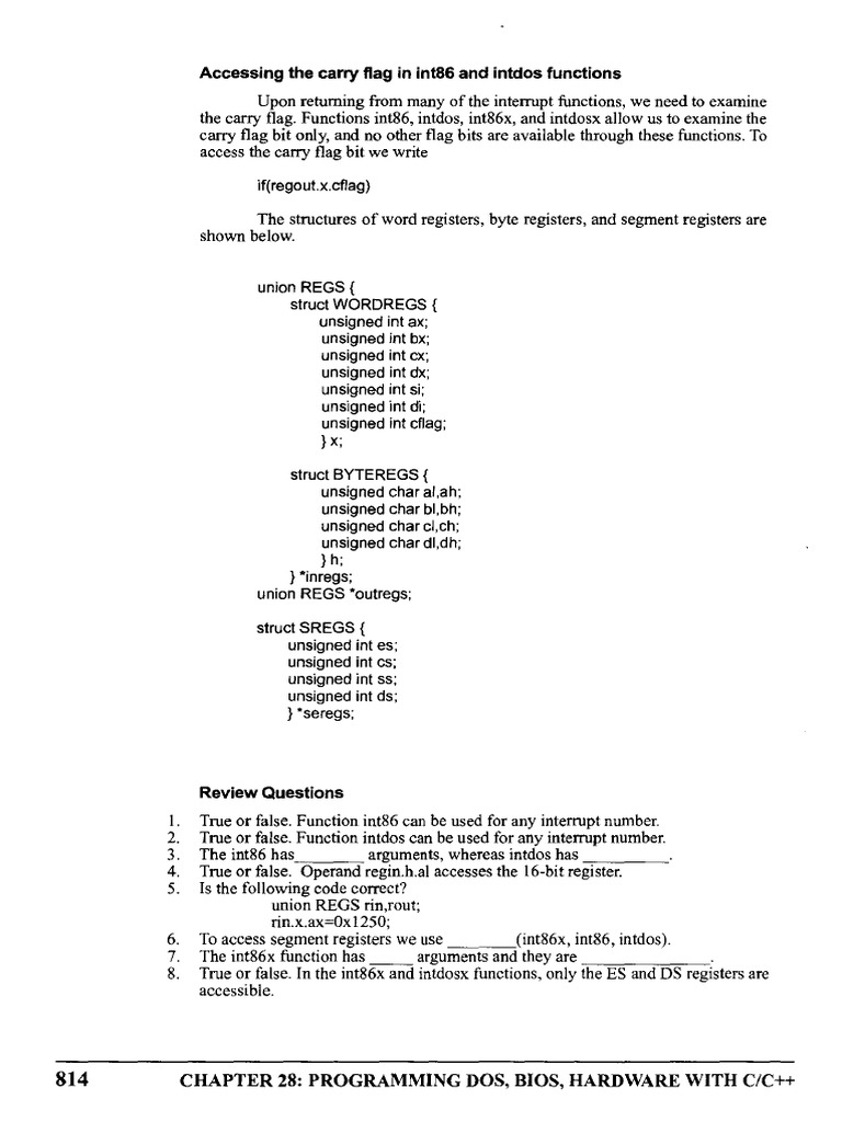 Accessing Carry Flag in C Interrupts | PDF | Pointer (Computer ...