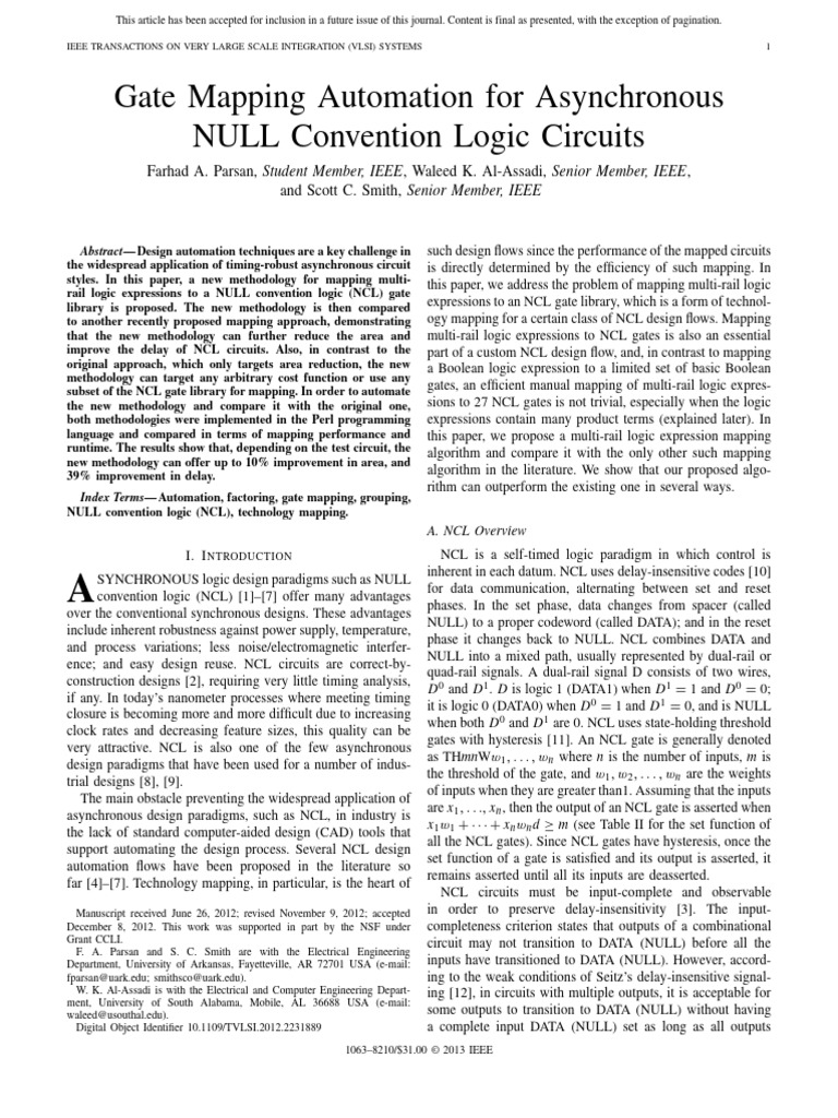Gate Mapping Automation For Asyn NCLCircuits 2014 | PDF | Logic ...