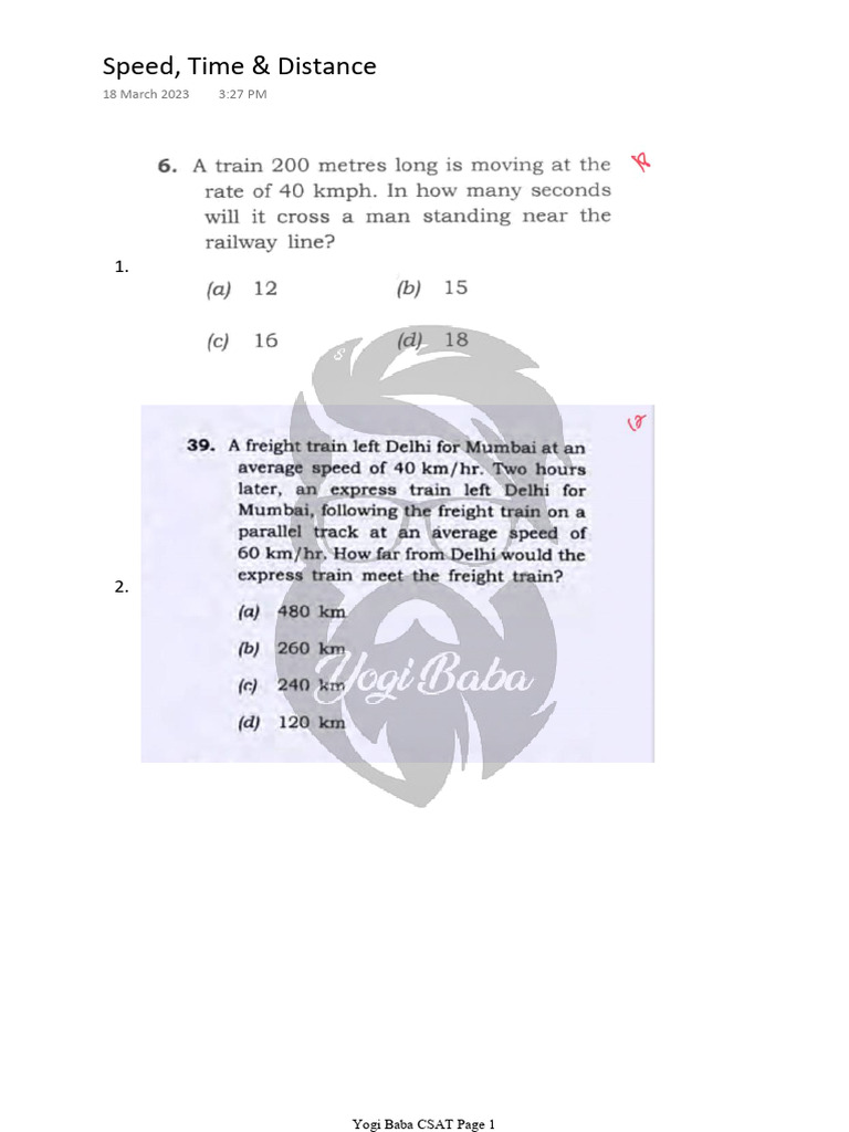 Speed, Time & Distance | PDF