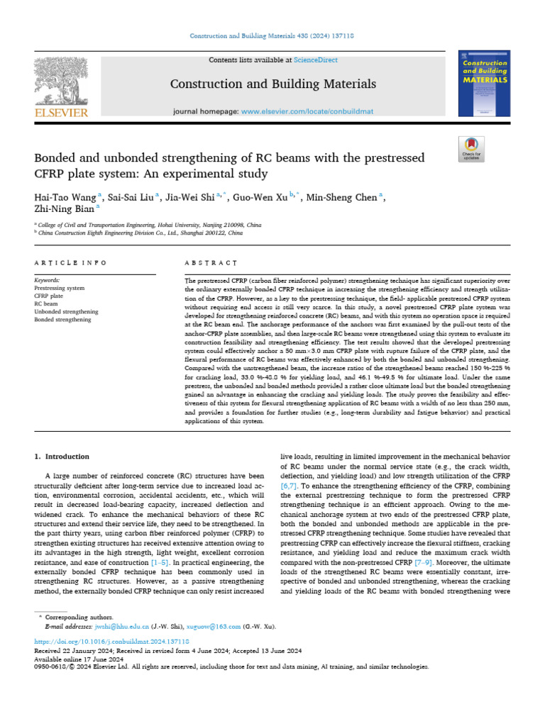 CFRP Strengthening of RC Beams Study | PDF | Deformation (Engineering ...
