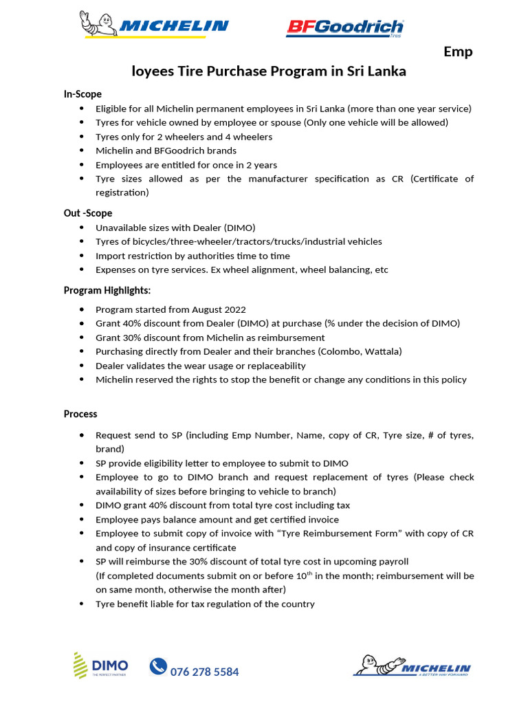 Employee Tyre Program 2022 | PDF