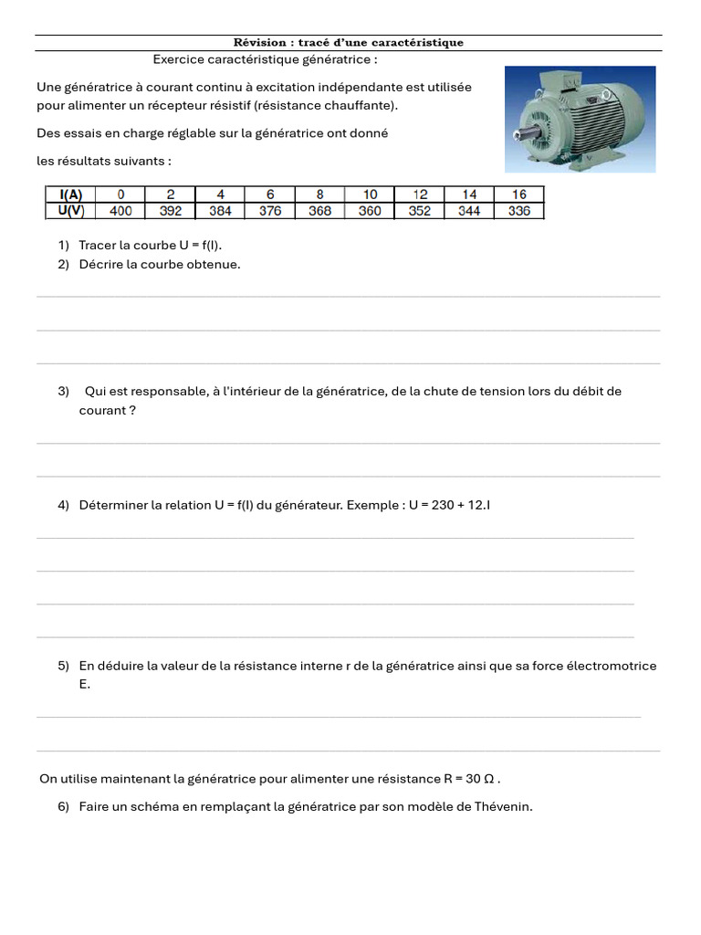 Caractérisation d'une génératrice CC | PDF