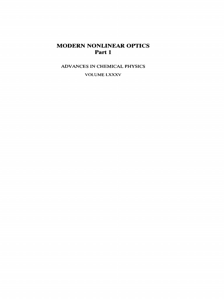 Modern Nonlinear Optics Part 1 - Stanislaw Kielich | PDF