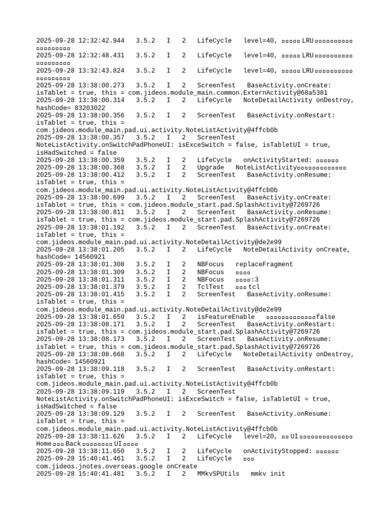 App Lifecycle and Screen Events Log | PDF