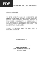 Carta recomendacion