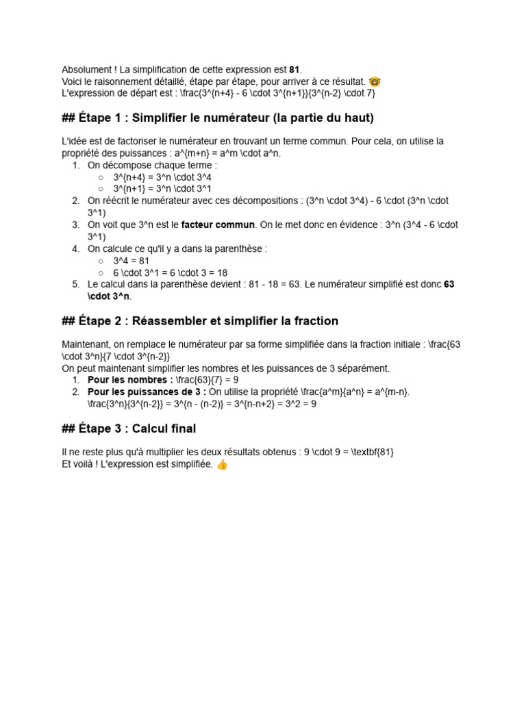 Simplification d'une expression mathématique | PDF