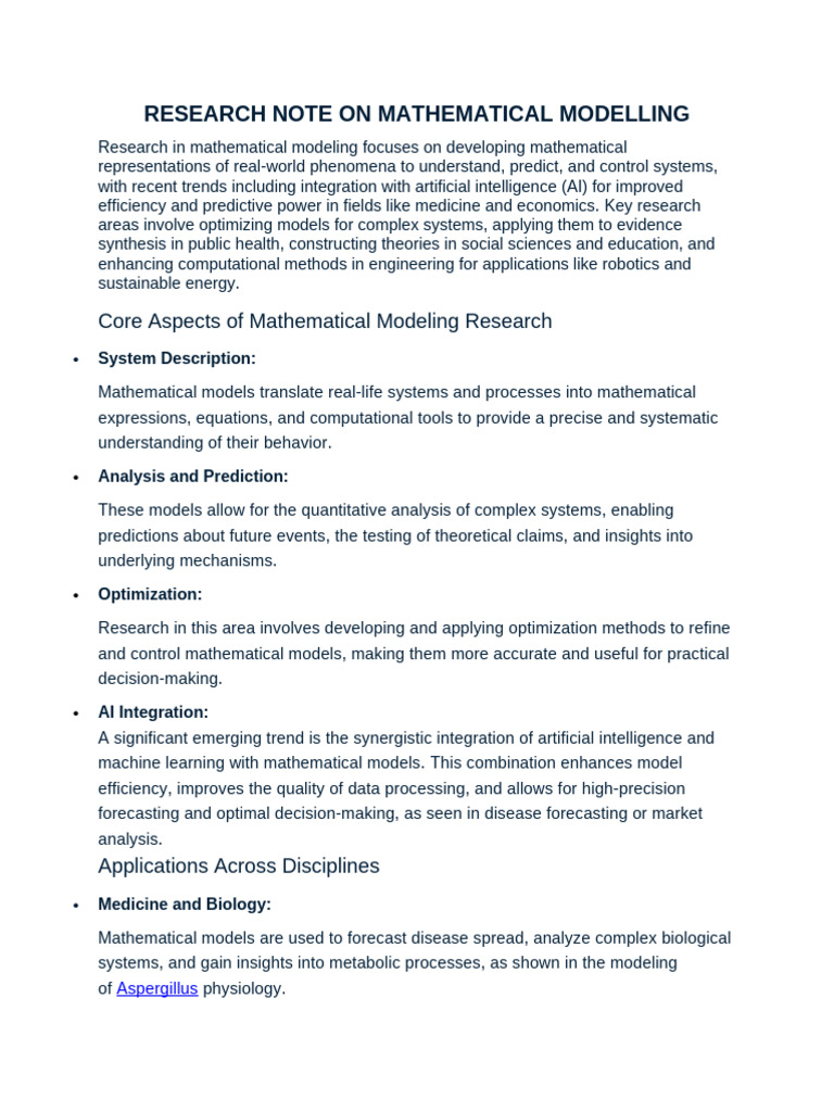 Mathematical Modeling Research Insights | PDF | Mathematical Model | System