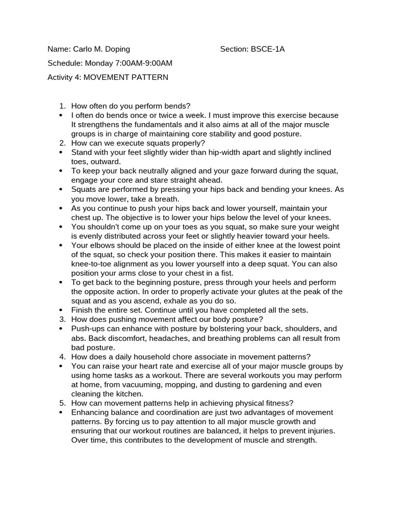 Effective Movement Patterns for Fitness | PDF | Physical Fitness ...
