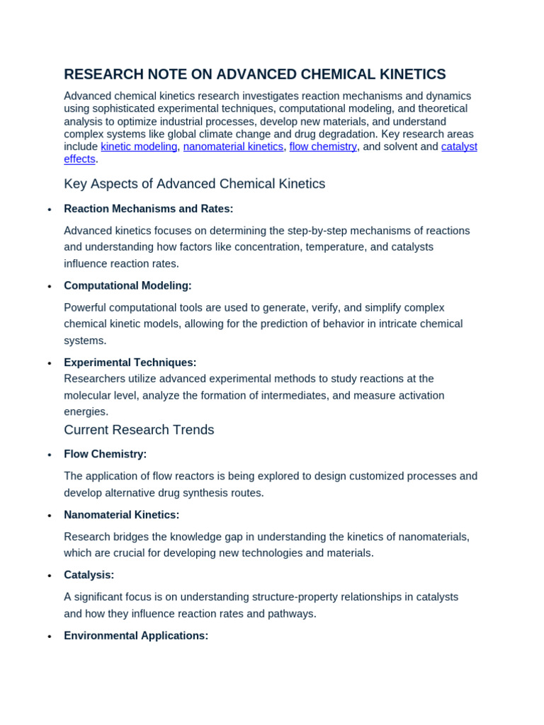 Advanced Chemical Kinetics Research Insights | PDF | Chemical Kinetics ...