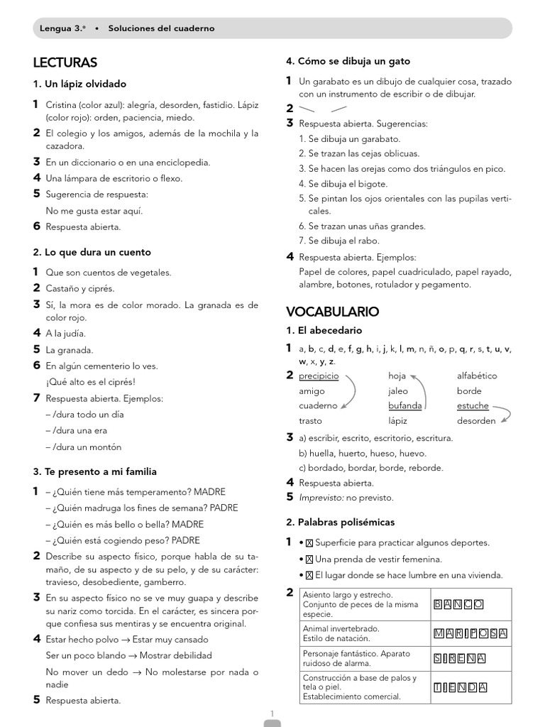 Actividades de Lengua para Tercer Grado | PDF