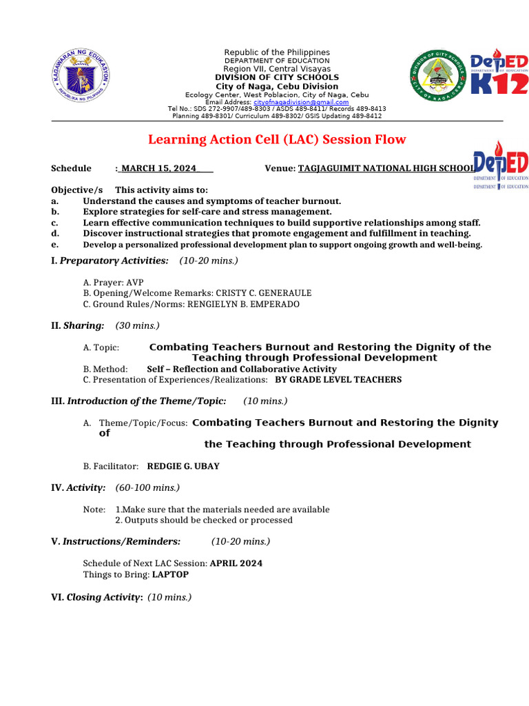 Learning Action Cell - Session-Flow of The LAC | PDF | Learning ...