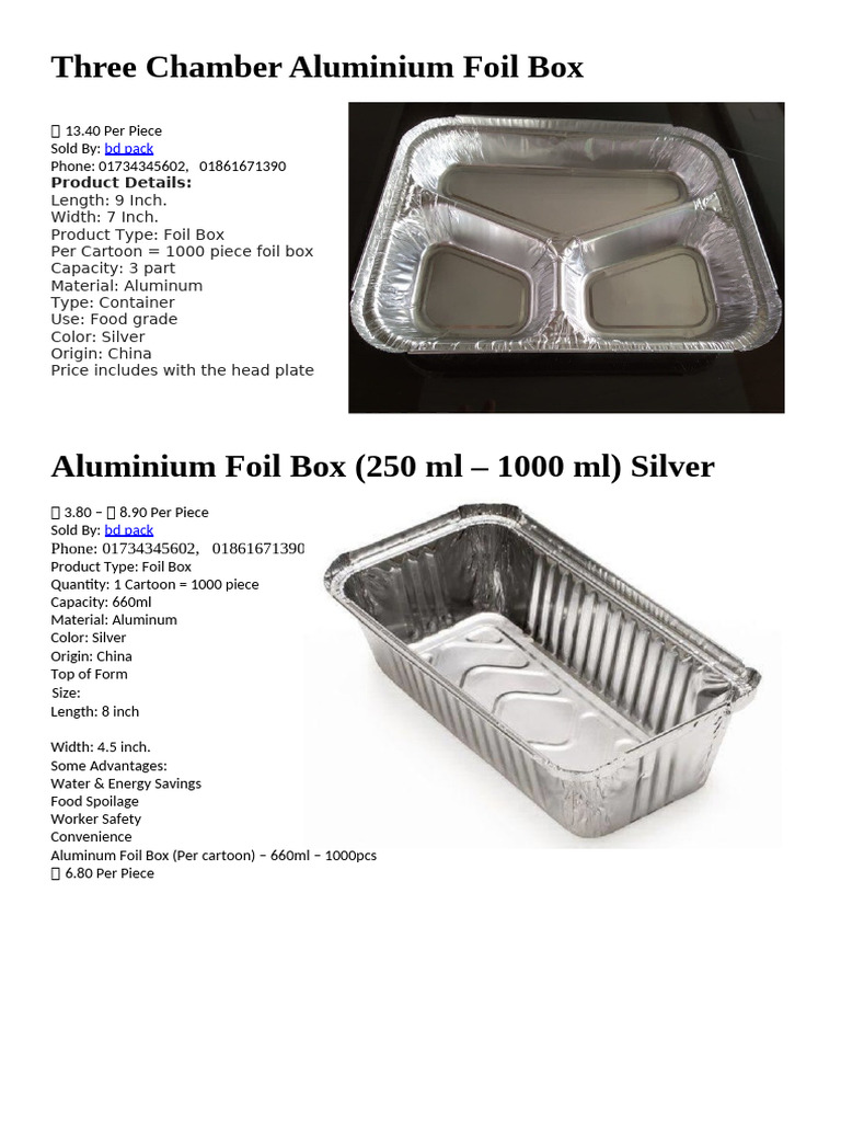 Aluminium Foil Box | PDF