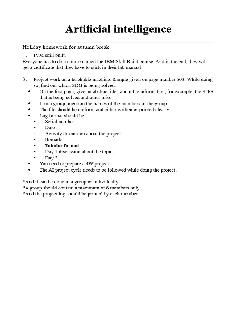 AI Course Homework and Project Guidelines | PDF