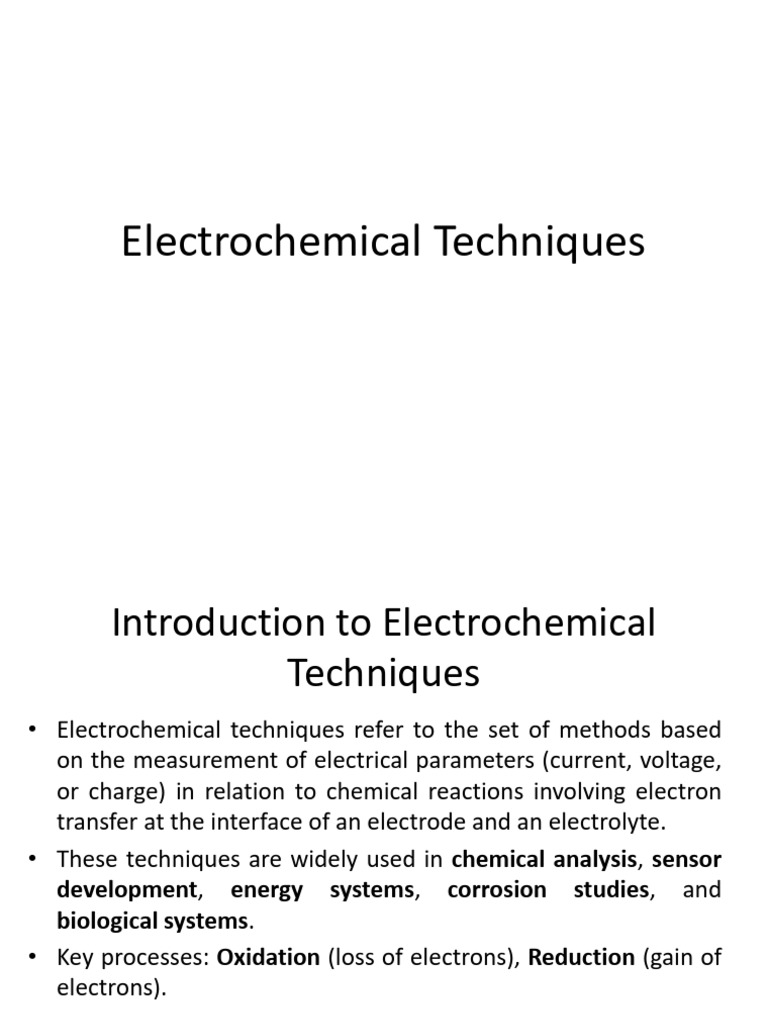 Electrochemical Techniques | PDF | Electrochemistry | Biosensor