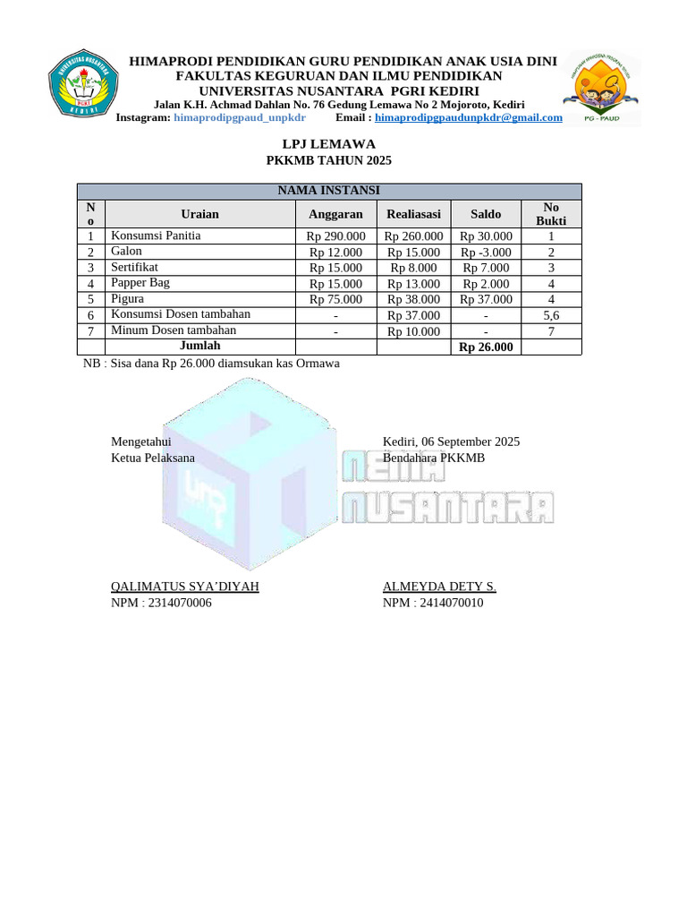 LPJ Rab PKKMB Hima Prodi PG Paud (2) - 3 | PDF