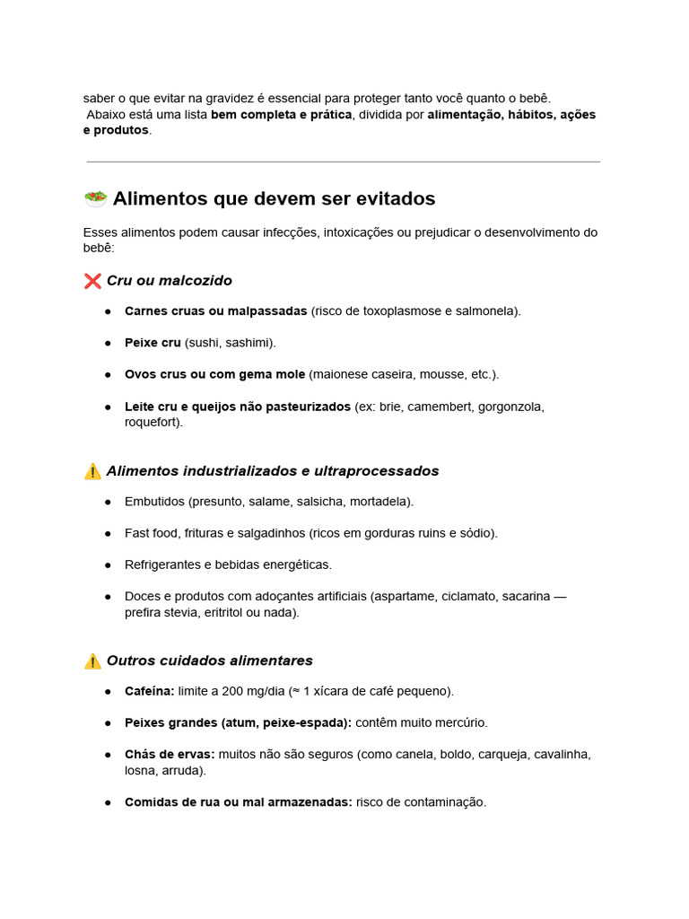 O que evitar na gravidez: guia prático | PDF | Gravidez