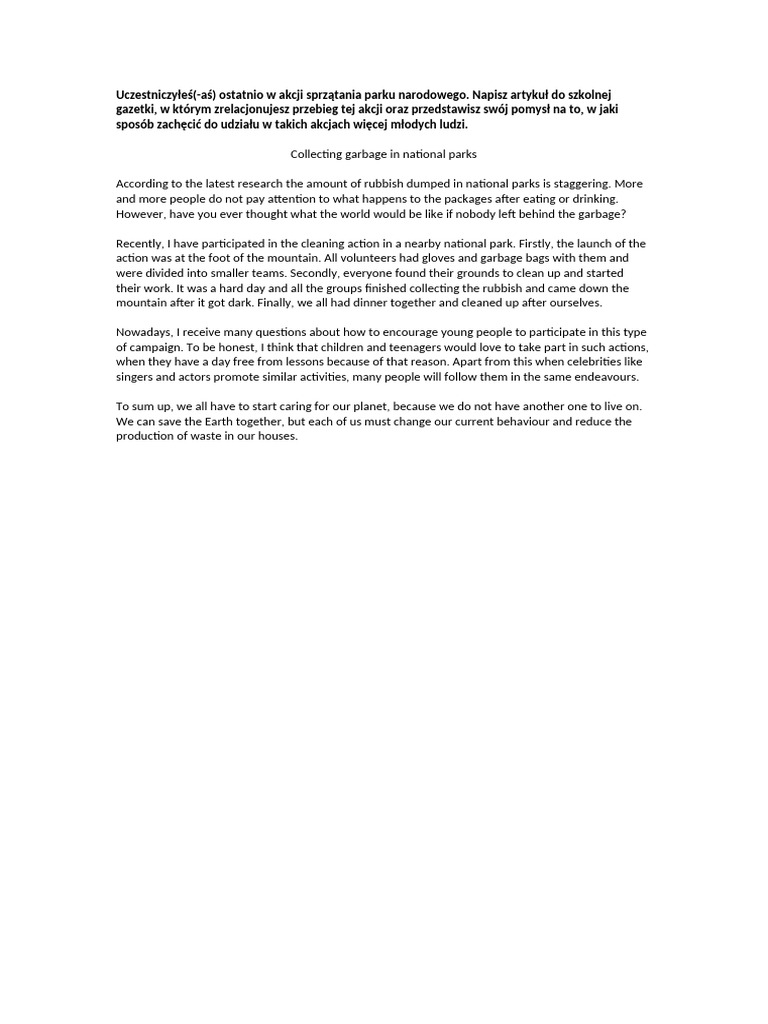 Collecting Garbage in National Parks - Article | PDF