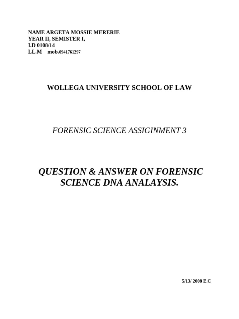 Forensic Science: DNA Analysis Insights | PDF | Dna | Gene