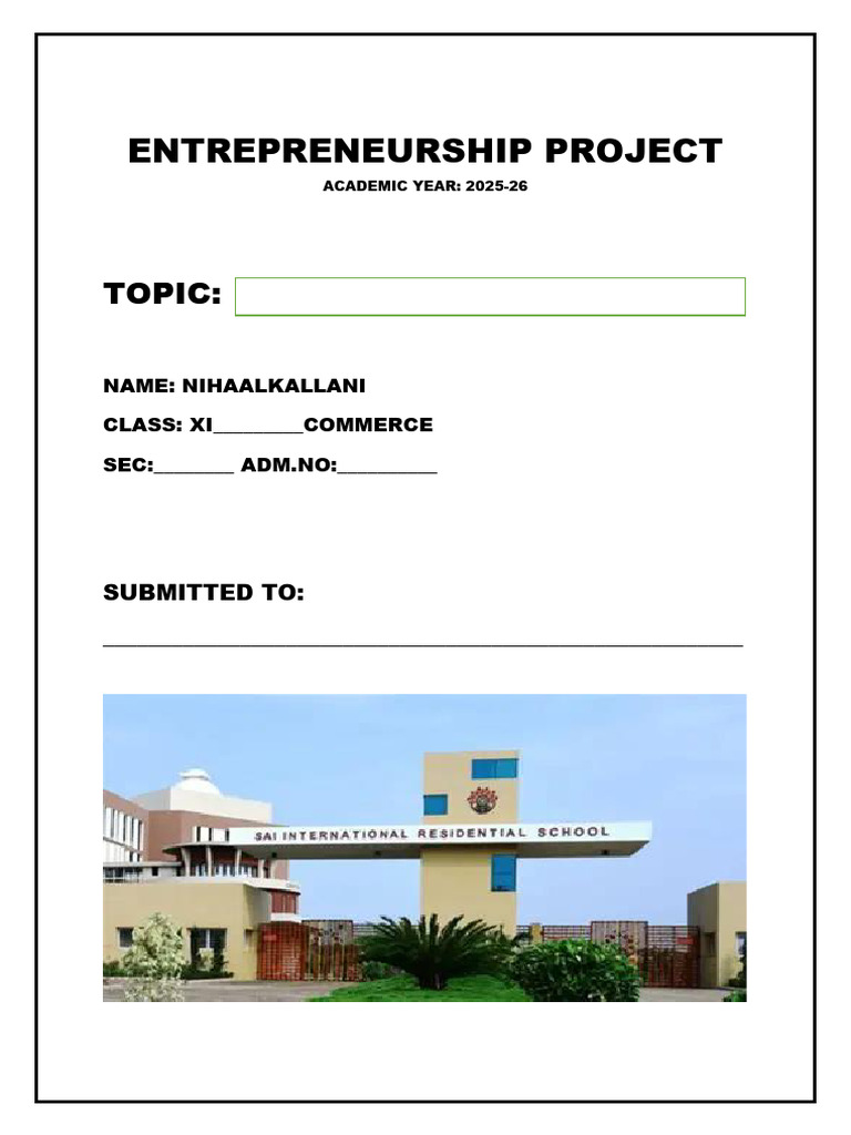 Entrepreneurship Project Certification 2025-26 | PDF