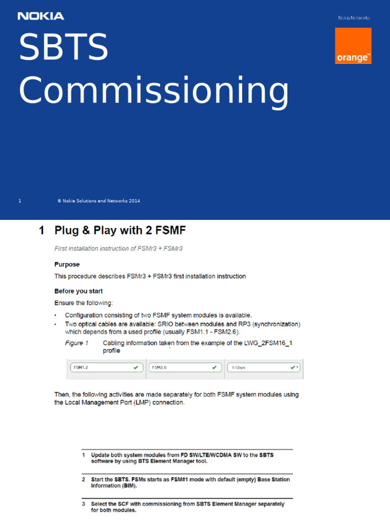 SBTS Commissioning and Integration Guide | PDF