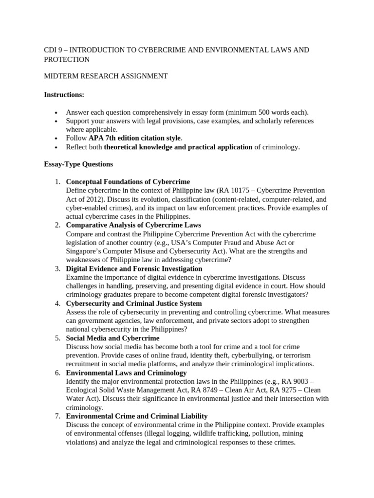 Cdi 9 Midterm Research Assignment | PDF | Cybercrime | Crimes