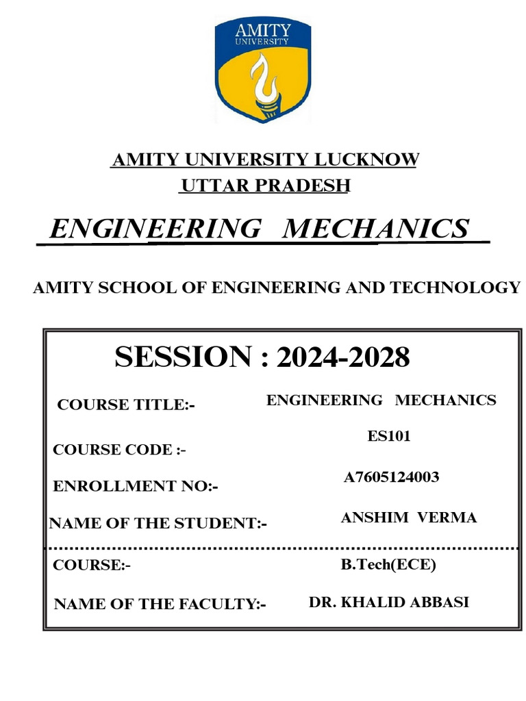 Engineering Mechanics Course Details | PDF