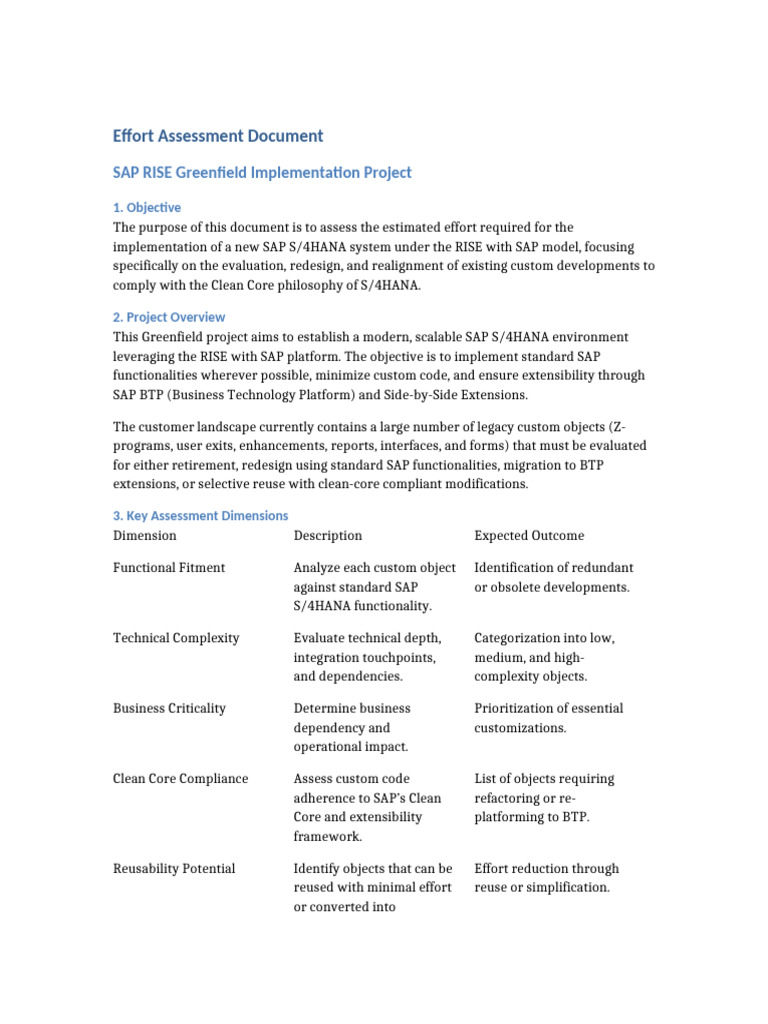 SAP RISE Effort Assessment Guide | PDF | Information Technology | Computing