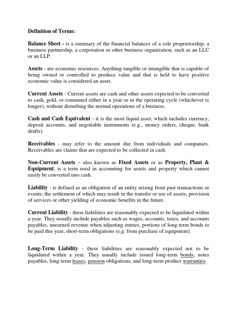 Definition of Terms1 | PDF | Net Income | Expense
