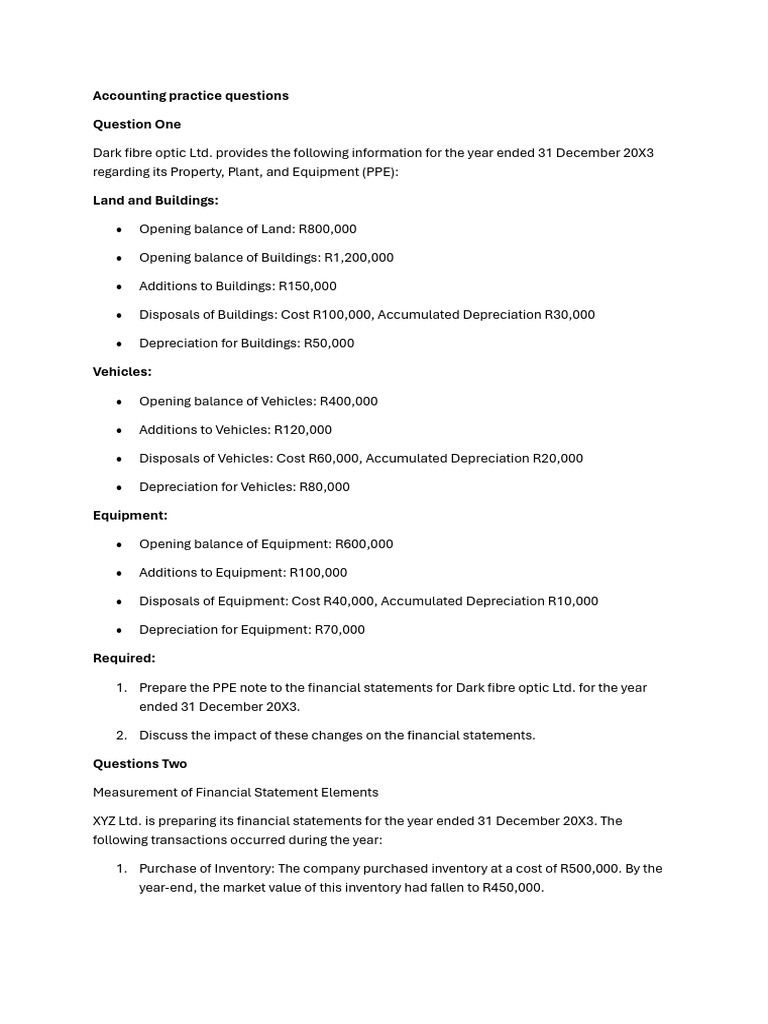 Accounting Practice Questions and Solutions | PDF | Interest | Depreciation