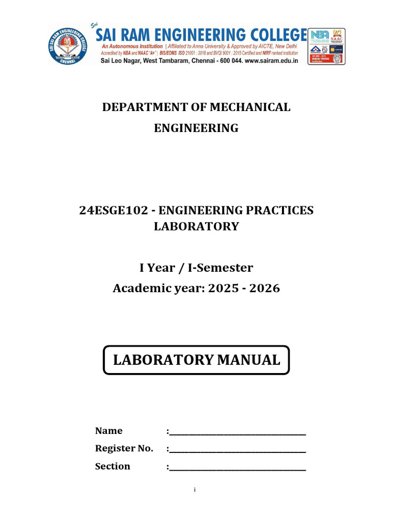 EP Lab Manual - 2024 | PDF | Welding | Construction