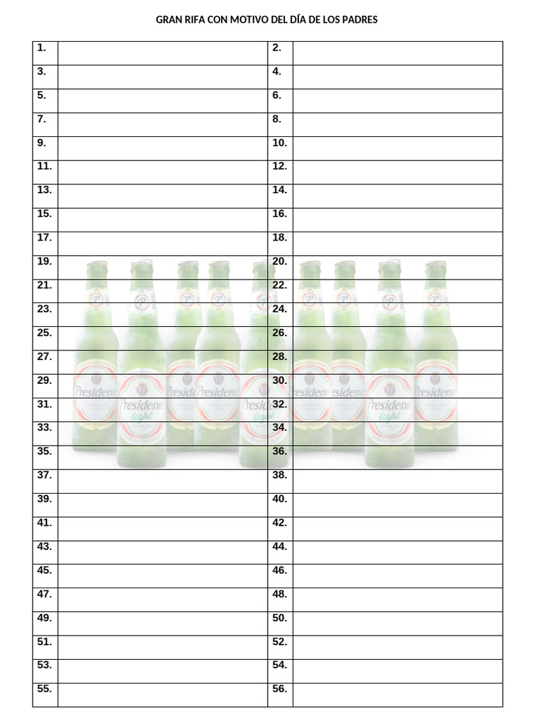 Tabla de Rifa | PDF