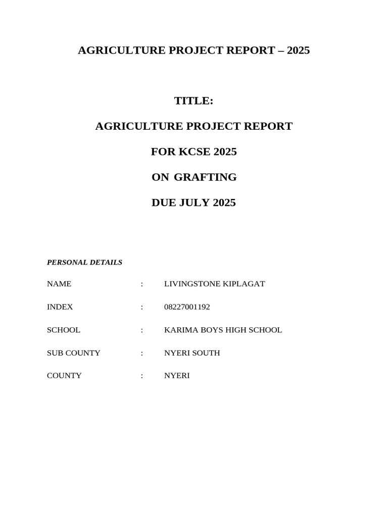 Agriculture Project Report | PDF | Grafting | Plants