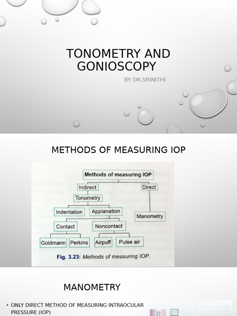 Tonometry and Gonioscopy Overview | PDF | Ophthalmology | Vision