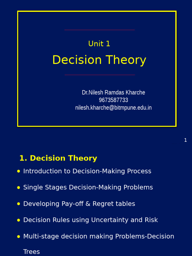 Decision Theory: Key Concepts & Methods | PDF | Decision Making ...