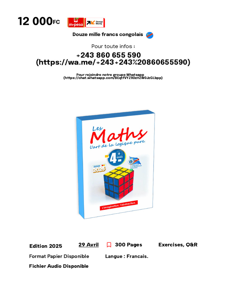 Manuel de Mathématiques 4ème Année 2025 | PDF | Fonction ...