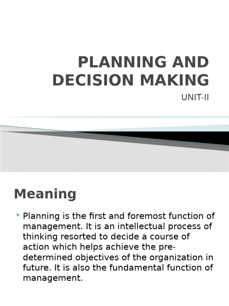 Planning and Decision Making | PDF | Planning | Decision Making