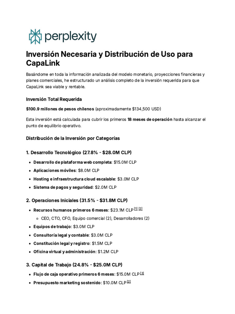 Inversión Necesaria y Distribución de Uso para Cap | PDF | Economias