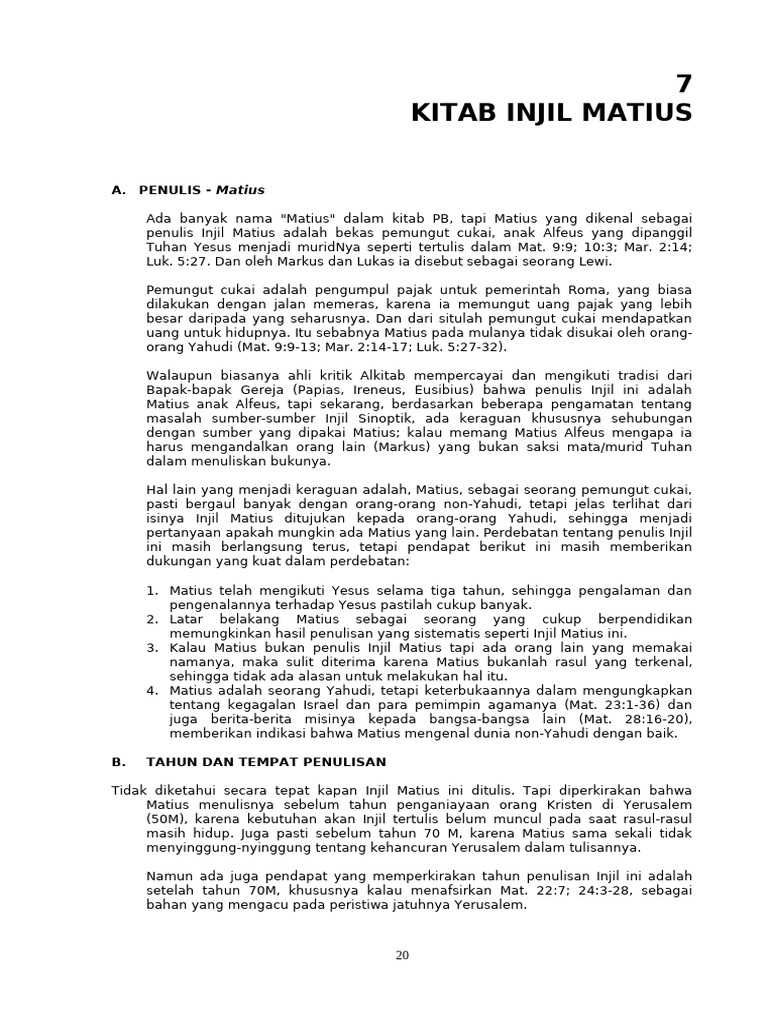 Penulis dan Isi Injil Matius | PDF