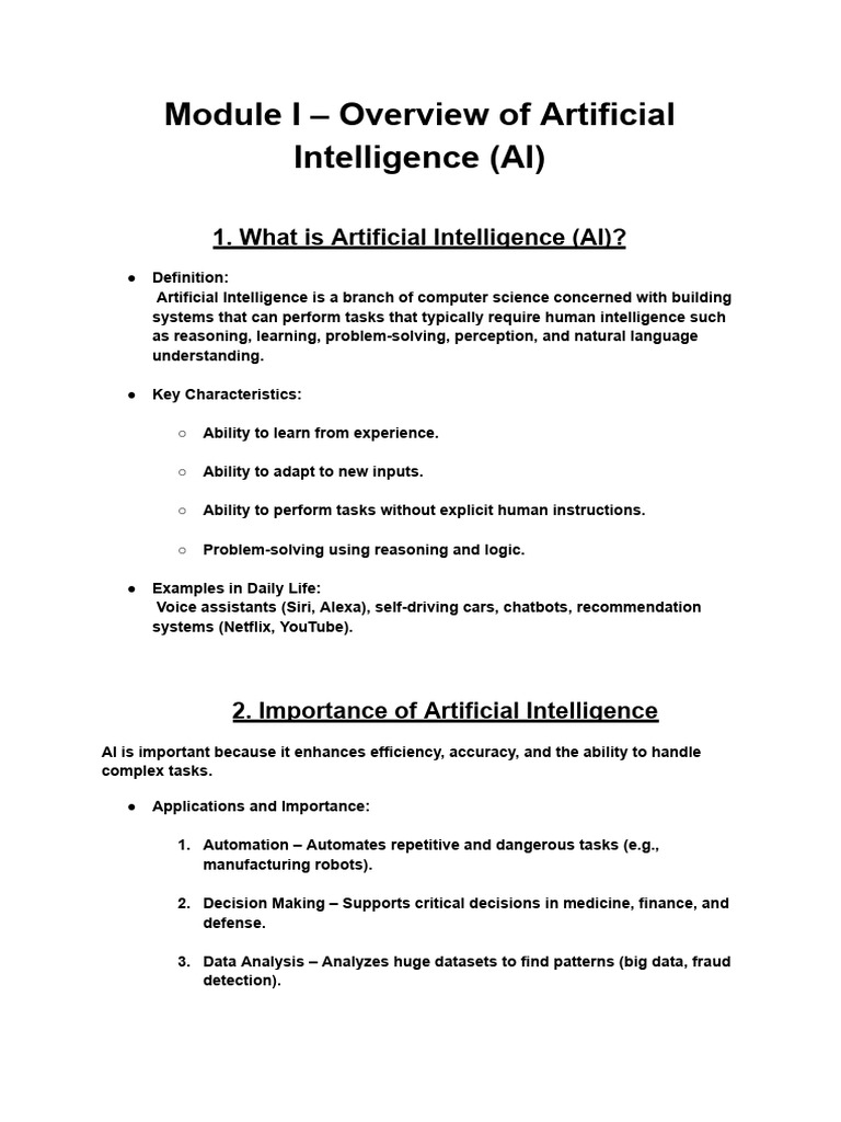 Overview of Artificial Intelligence Concepts | PDF | Artificial ...