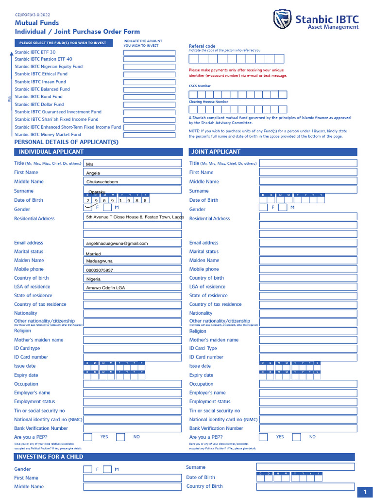 Shariah Compliant Mutual Fund Order Form | PDF | Exchange Traded Fund ...