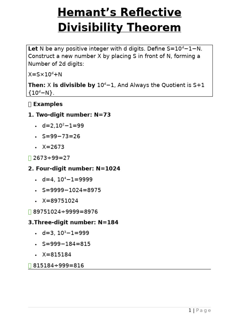 Divisibility of 999 by 99 Explained | PDF | Numbers | Discrete Mathematics