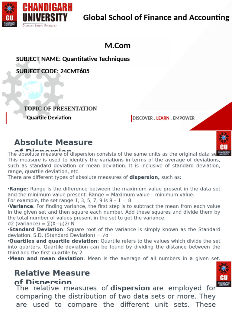 1.3.1 Quartile Deviation | PDF | Quartile | Standard Deviation