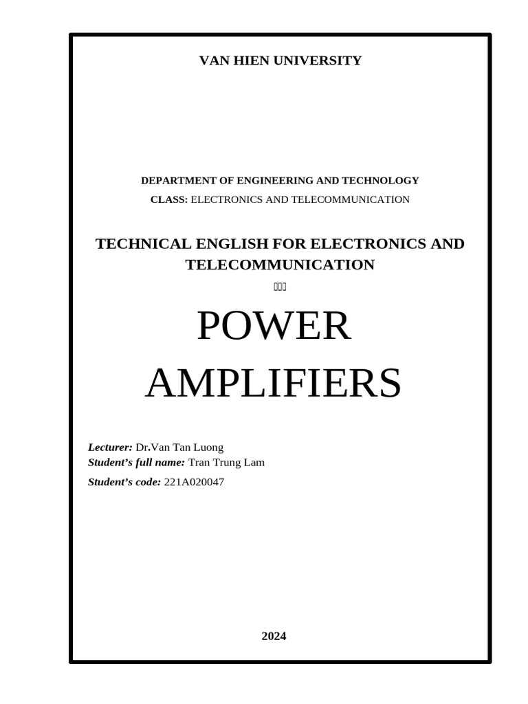 Power Amplifiers Overview and Types | PDF | Amplifier | Electronic Circuits