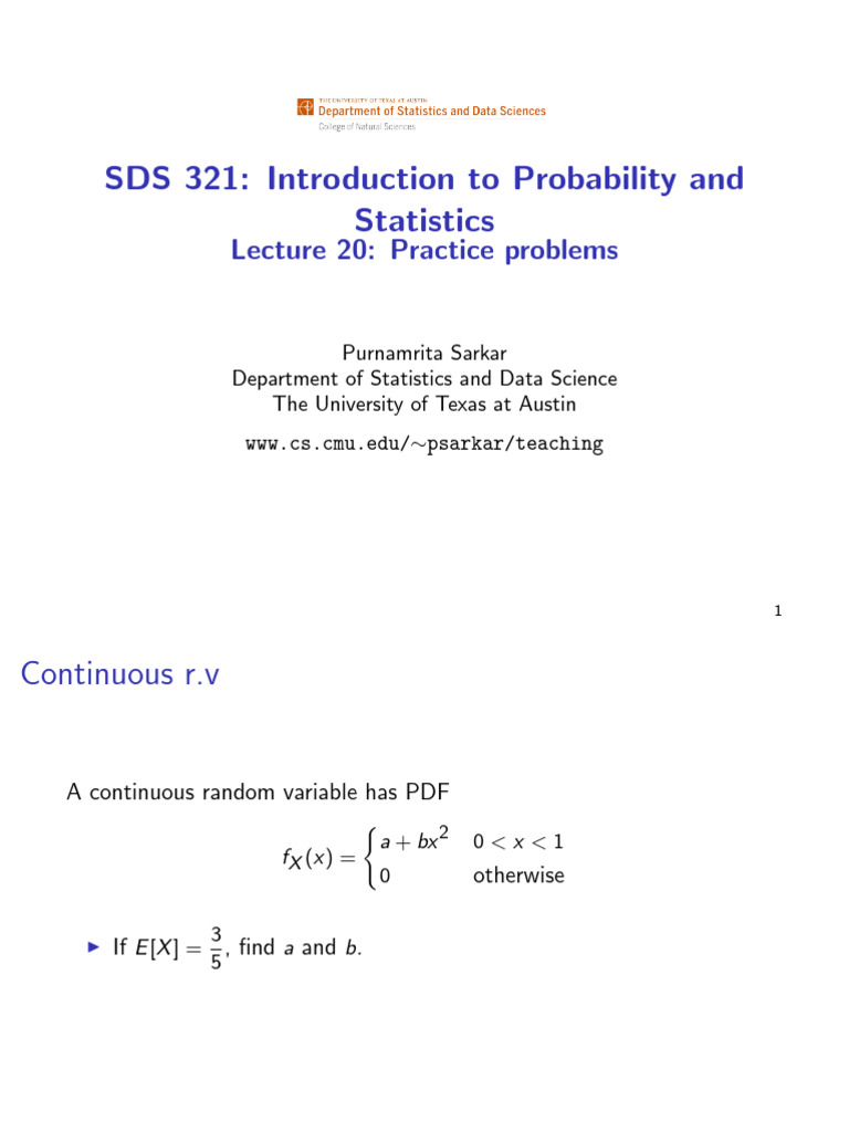 Probability and Statistics Practice Problems | PDF | Statistics ...