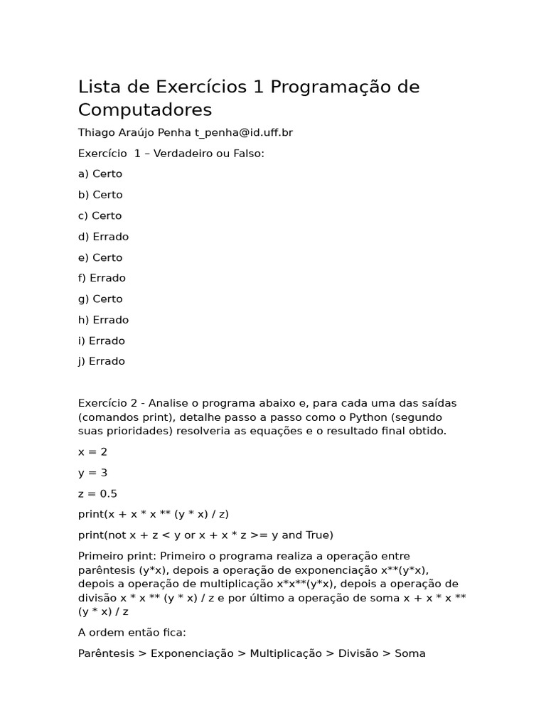 Exercícios de Programação em Python | PDF | Triângulo | Matemática