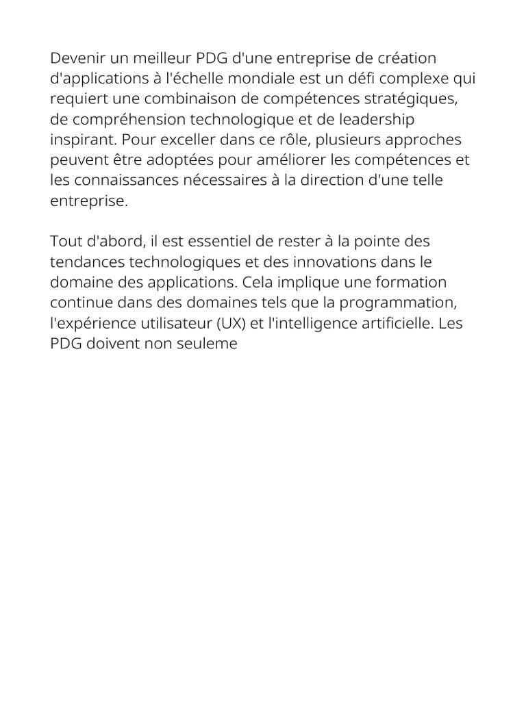 Améliorer ses compétences de PDG mondial | PDF | Business ...