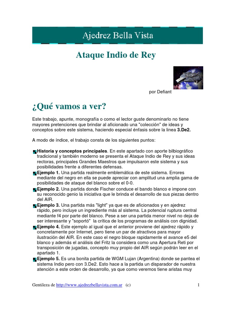 EL ATAQUE INDIO DE REY Presentación: 1.e4 c5 2  - Ajedrez 21