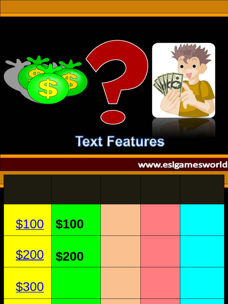 Text Features Game | PDF